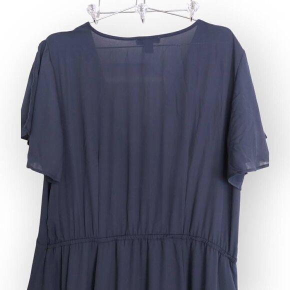 Love X Design Womens Maxi Sz 2X Navy VNeck Flutter Sleeve Chiffon Plus Formal - Picture 3 of 13